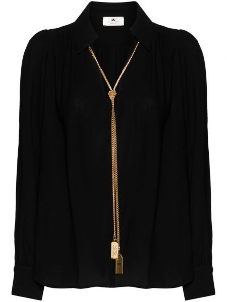 Applikation krave bluse Elisabetta Franchi sort