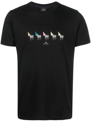Medvilninis marškinėliai su zebro raštu Ps Paul Smith juoda