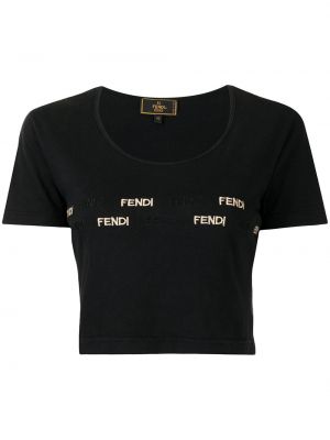 Camiseta con bordado Fendi Pre-owned negro