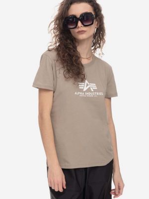 Bavlněné tričko Alpha Industries béžové