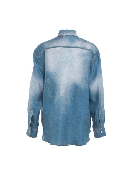 Camisa vaquera de seda con estampado Jucca azul