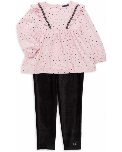 Бархатное платье в горошек Calvin Klein, розовое