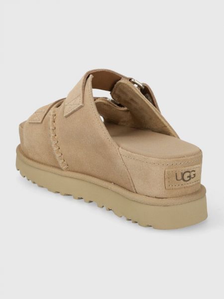 Papuci din piele cu platformă Ugg bej