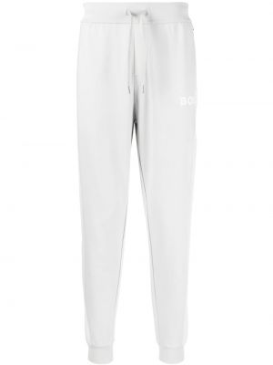 Pantalon de joggings en coton à imprimé Boss gris