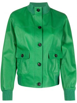 Kožená bunda s knoflíky Giorgio Brato zelená