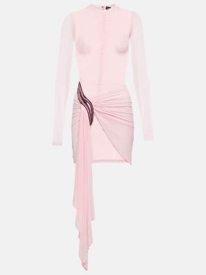 Różowa sukienka mini asymetryczna drapowana David Koma