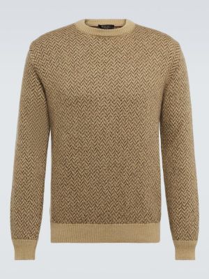 Кашмирен вълнен пуловер от алпака вълна Loro Piana бежово