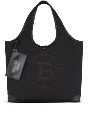 Τσάντα shopper με κέντημα Balmain μαύρο