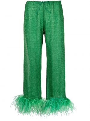 Rovné kalhoty z peří Oseree zelené