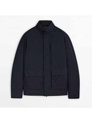 Куртка с капюшоном с карманами Massimo Dutti синяя