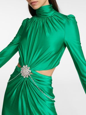 Krištáľové dlouhé šaty Paco Rabanne zelená