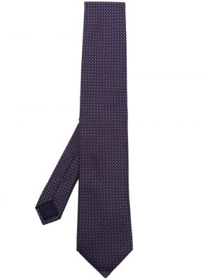 Копринена вратовръзка с принт Corneliani виолетово