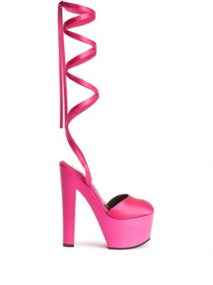 Pantofi cu toc cu șireturi din dantelă Alexandre Vauthier roz
