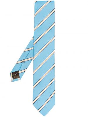 Копринена вратовръзка на райета с принт Church's синьо