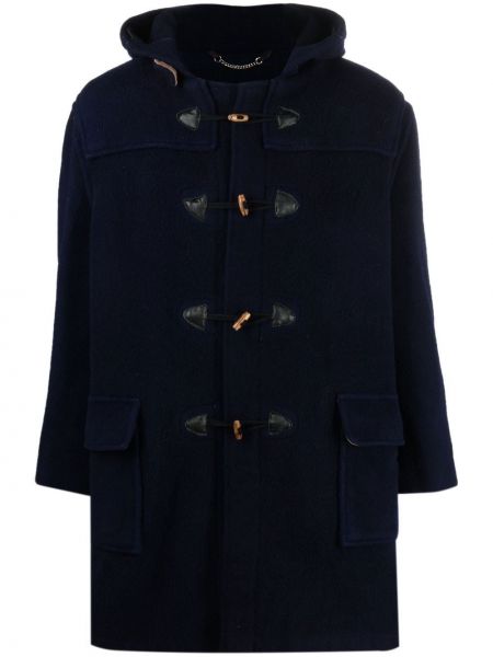 Вълнено палто с качулка Burberry Pre-owned синьо