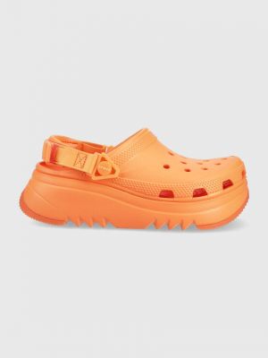 Чехли на платформе Crocs оранжево