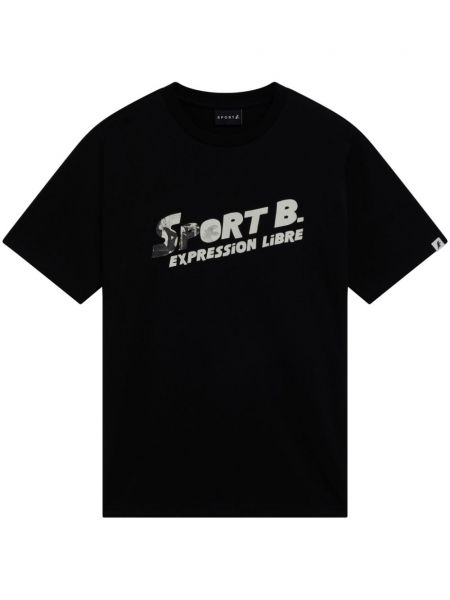 Kokvilnas sporta t-krekls ar apdruku Sport B. By Agnès B. melns