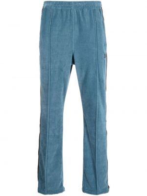 Aksamitne haftowane spodnie sportowe Needles niebieskie