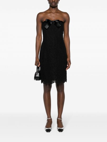 Krajkové květinové šaty Chanel Pre-owned černé