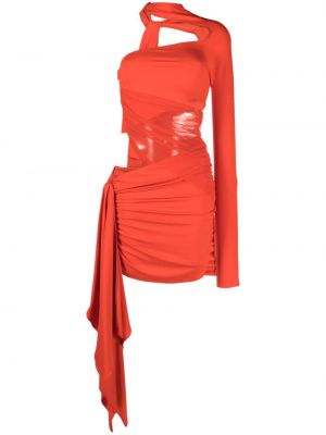 Asymetrické koktejlové šaty Mugler červené