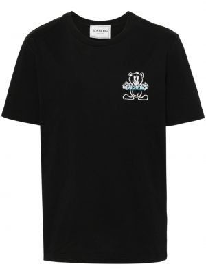 Bombažna majica s potiskom Iceberg črna