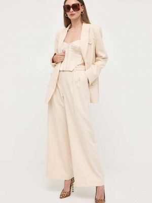 Kalhoty s vysokým pasem z polyesteru Bardot - béžová