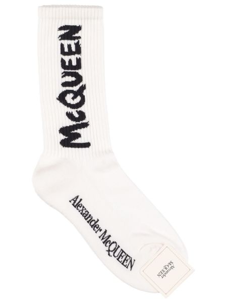 Bavlnené ponožky Alexander Mcqueen biela