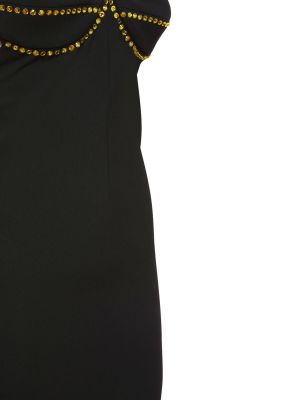 Krepové křišťálové mini šaty The Attico černé