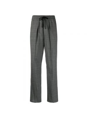 Pantaloni dritti a vita alta di lana a quadri Isabel Marant Etoile grigio