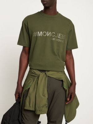 Koszulka bawełniana z dżerseju Moncler Grenoble zielona