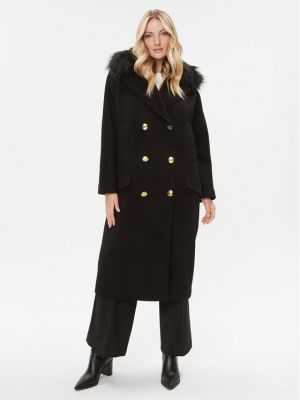 Черное шерстяное пальто Elisabetta Franchi