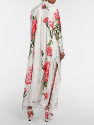 Virágos selyem hosszú ruha nyomtatás Dolce&gabbana