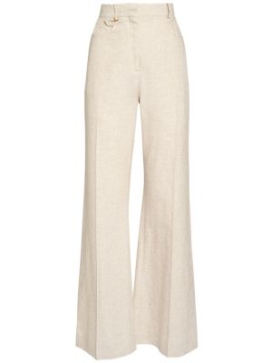 Pantalones de lino Jacquemus beige