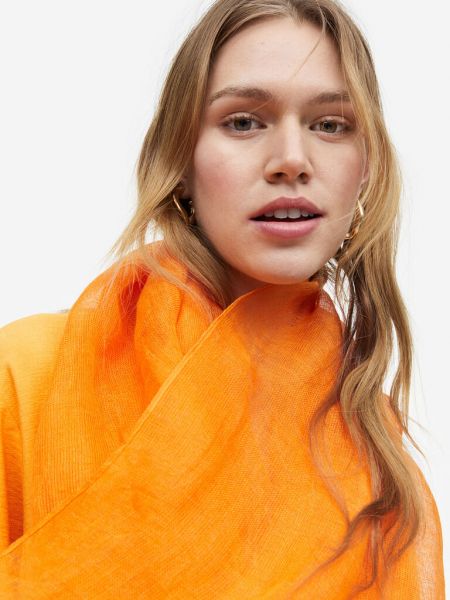 Льняной шарф H&m оранжевый