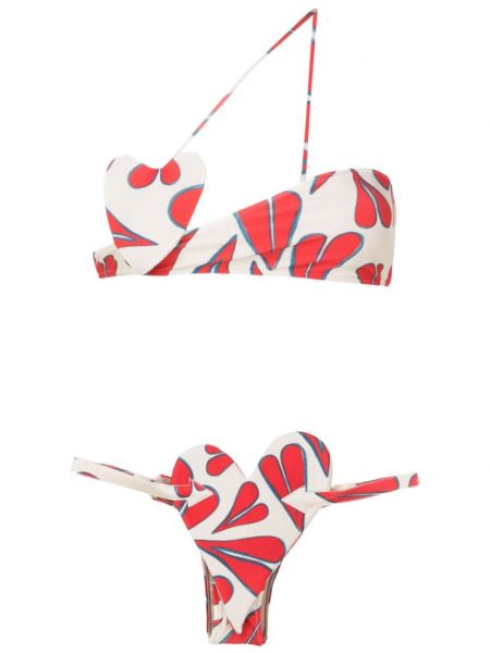 Szív mintás aszimmetrikus bikini nyomtatás Adriana Degreas