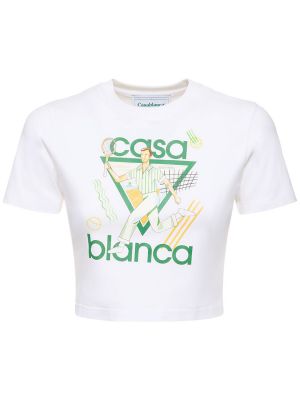 T-krekls ar apdruku džersija Casablanca balts
