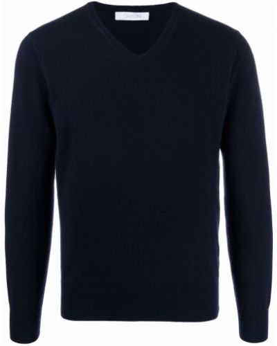 Jersey de cachemir con escote v de tela jersey Cruciani azul