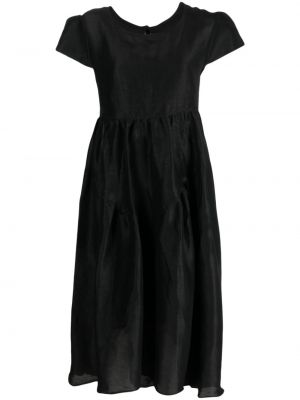 Копринена ленена миди рокля Maurizio Mykonos черно