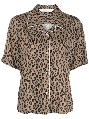 Košulja s printom s leopard uzorkom Palm Angels smeđa