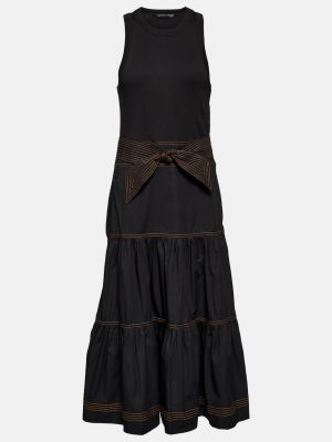 Хлопковое длинное платье Veronica Beard черное