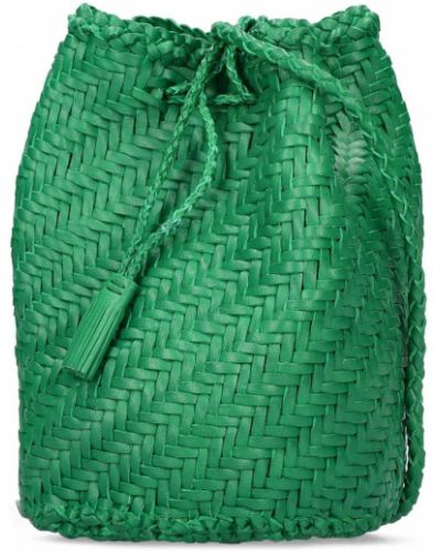 Плетени кожени чанта за ръка Dragon Diffusion зелено