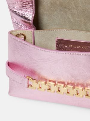 Kožna ogrlica Victoria Beckham ružičasta