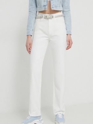 Białe proste jeansy z wysoką talią Karl Lagerfeld Jeans