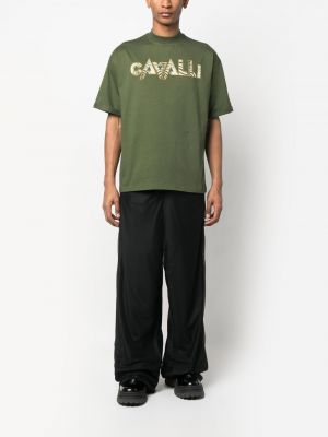 Tričko s potiskem se zebřím vzorem Roberto Cavalli zelené