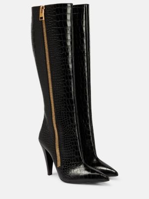 Botas altas de cuero Tom Ford negro