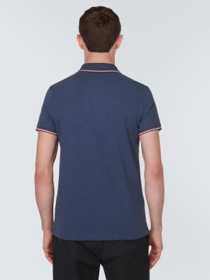 Medvilninis polo marškinėliai Moncler mėlyna