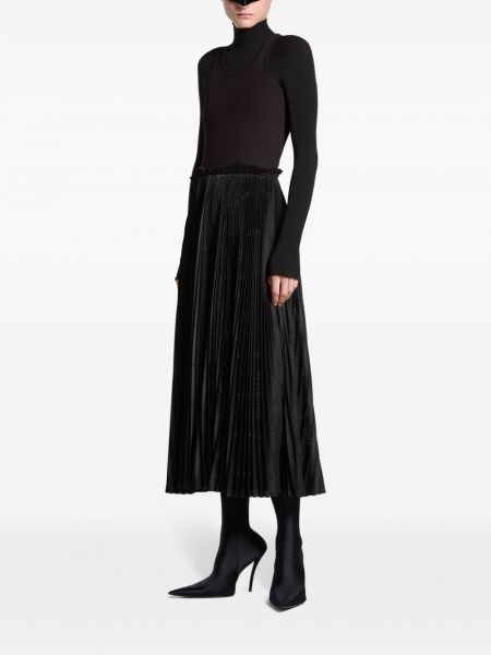 Robe mi-longue plissé Balenciaga noir