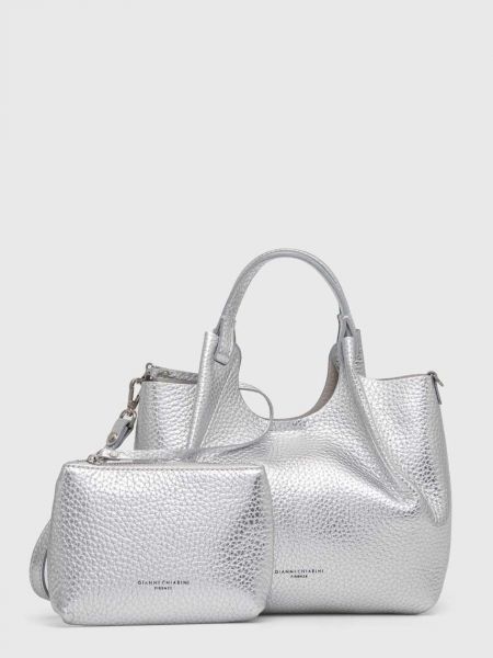 Срібна шкіряна сумка шопер Gianni Chiarini