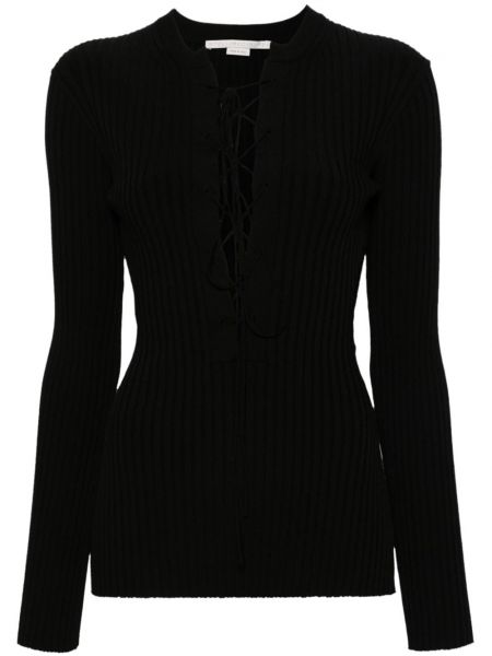 Čipkovaný šnurovací sveter Stella Mccartney čierna