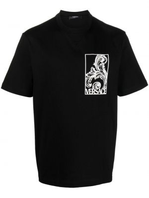 Raštuotas medvilninis marškinėliai Versace juoda